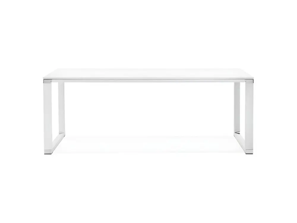 Bureau Design en Bois & Métal "Hovik" 200cm Blanc en tissu respirant
