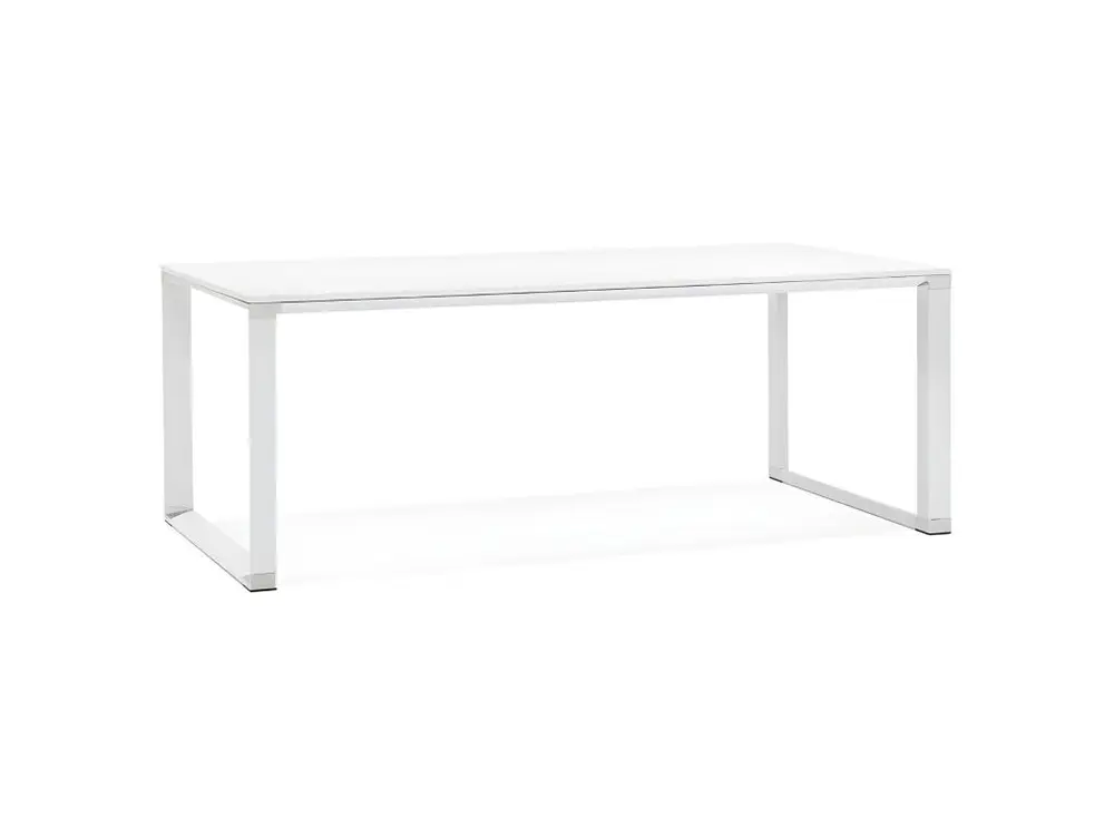 Bureau Design en Bois & Métal "Hovik" 200cm Blanc en tissu respirant