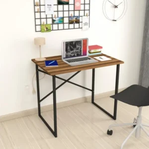 Bureau Tjeldsund 75 x 90 x 60 cm effet noyer / anthracite pour poste de travail réglable