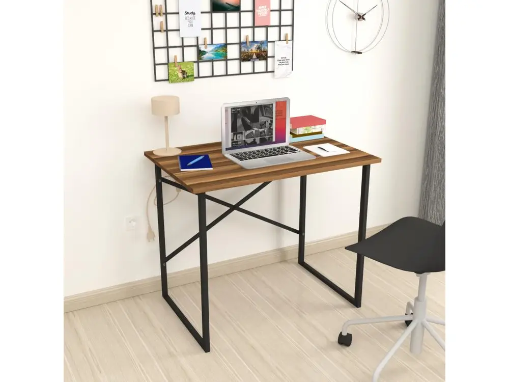 Bureau Tjeldsund 75 x 90 x 60 cm effet noyer / anthracite pour poste de travail réglable