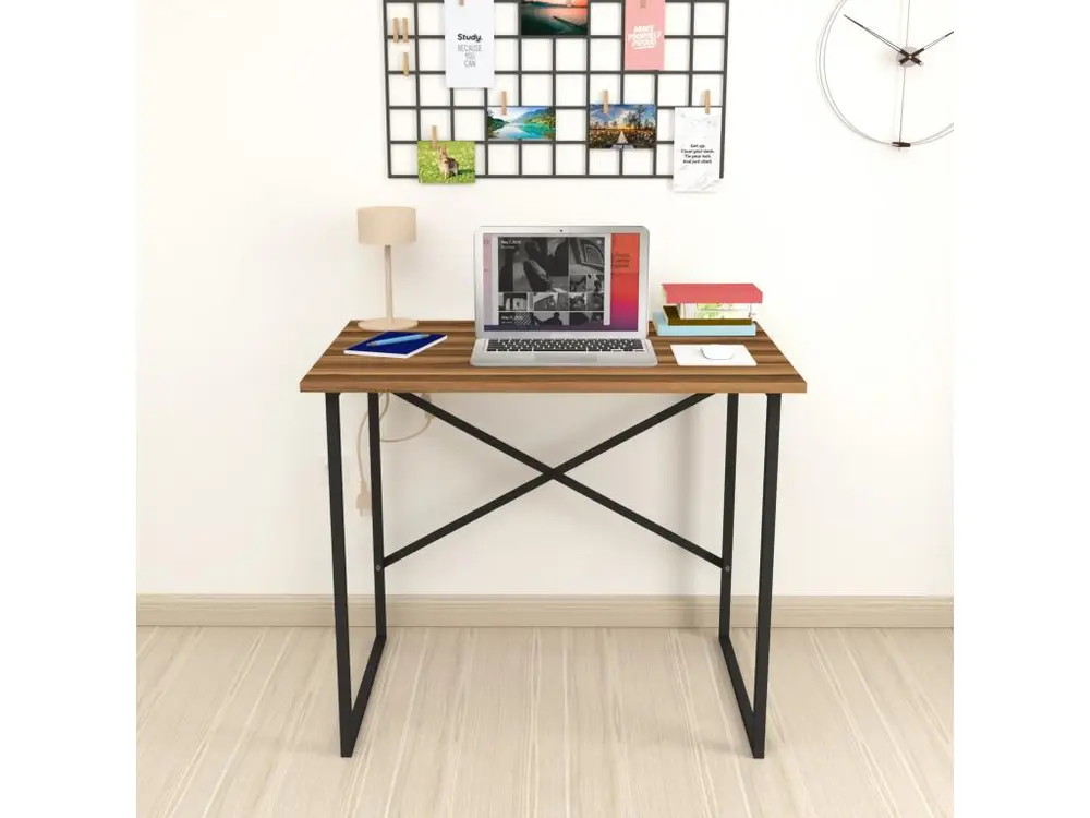 Bureau Tjeldsund 75 x 90 x 60 cm effet noyer / anthracite pour poste de travail réglable