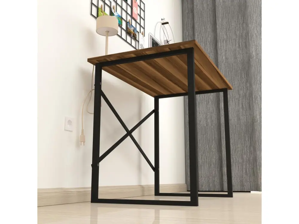 Bureau Tjeldsund 75 x 90 x 60 cm effet noyer / anthracite pour poste de travail réglable