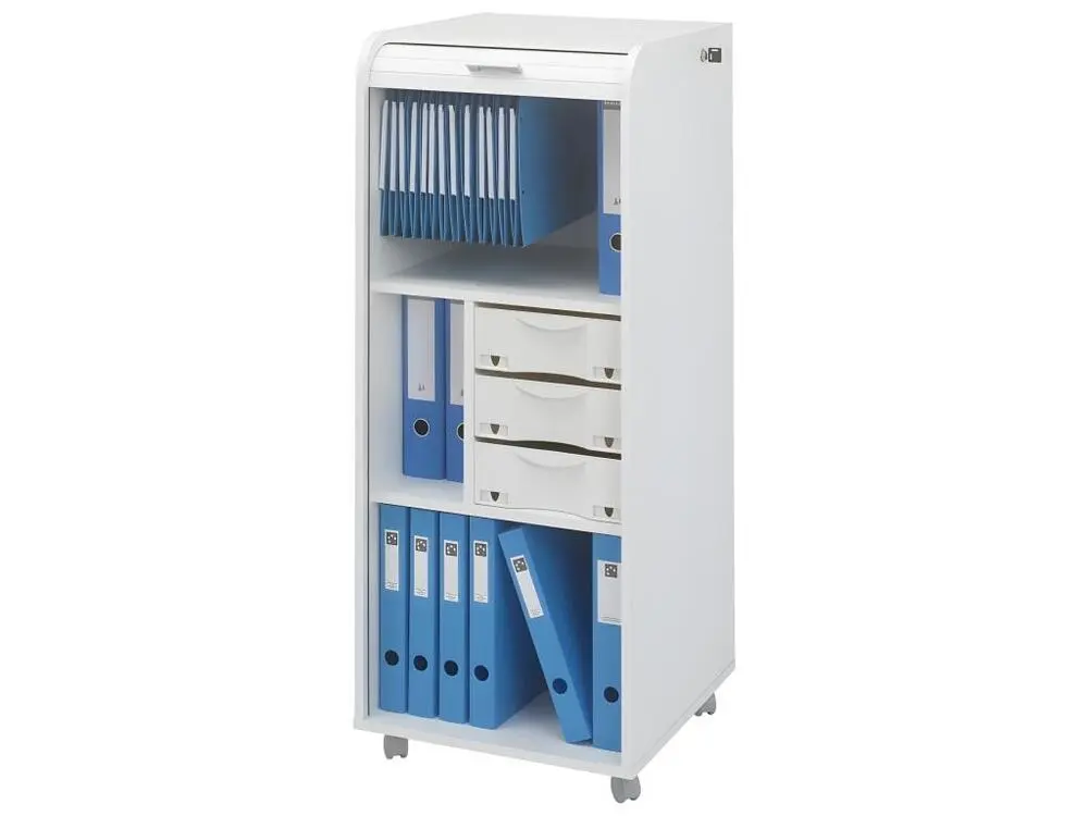 Caisson de Bureau Blanc à Roulettes 108 cm - Coloris: Blanc avec système de clipsage