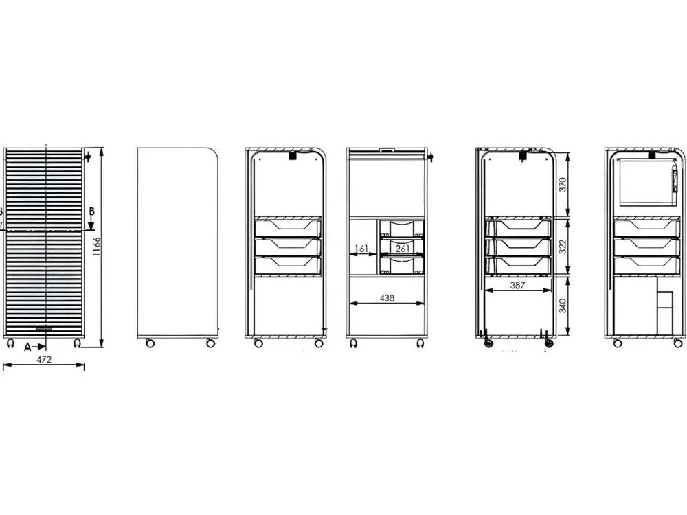 Caisson de Bureau Blanc à Roulettes 108 cm - Coloris: Blanc avec système de clipsage