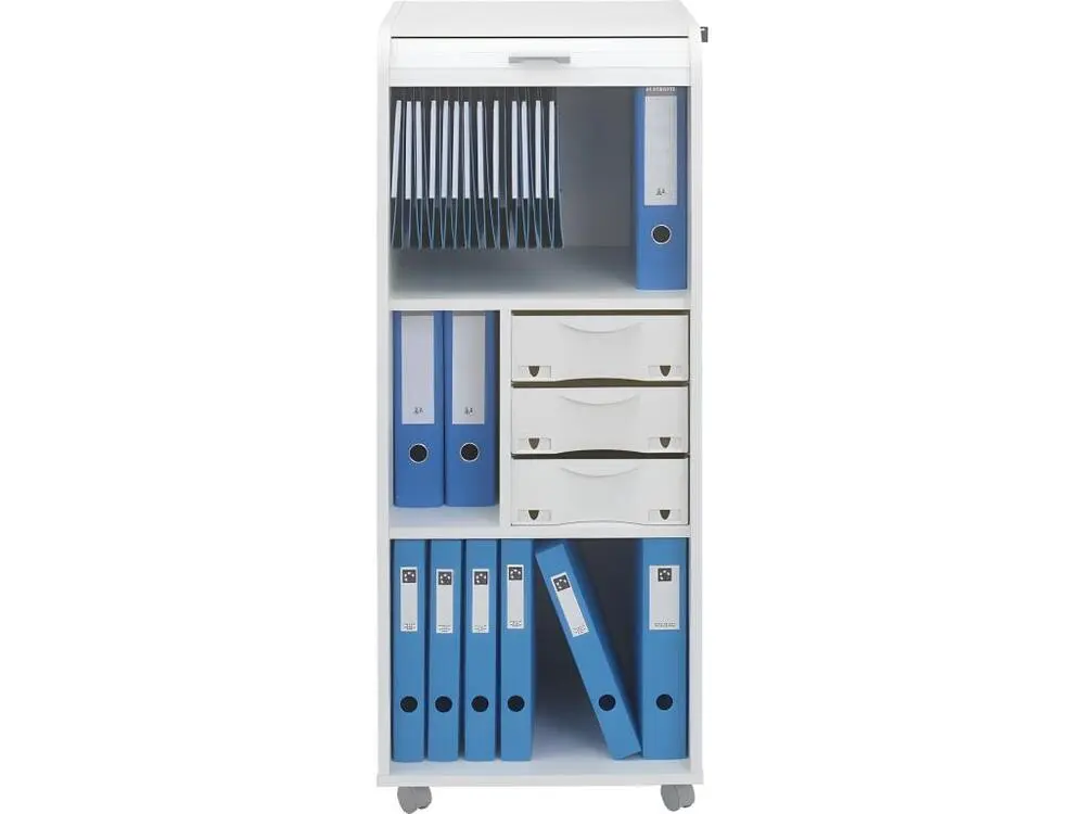 Caisson de Bureau Blanc à Roulettes 108 cm - Coloris: Blanc avec système de clipsage