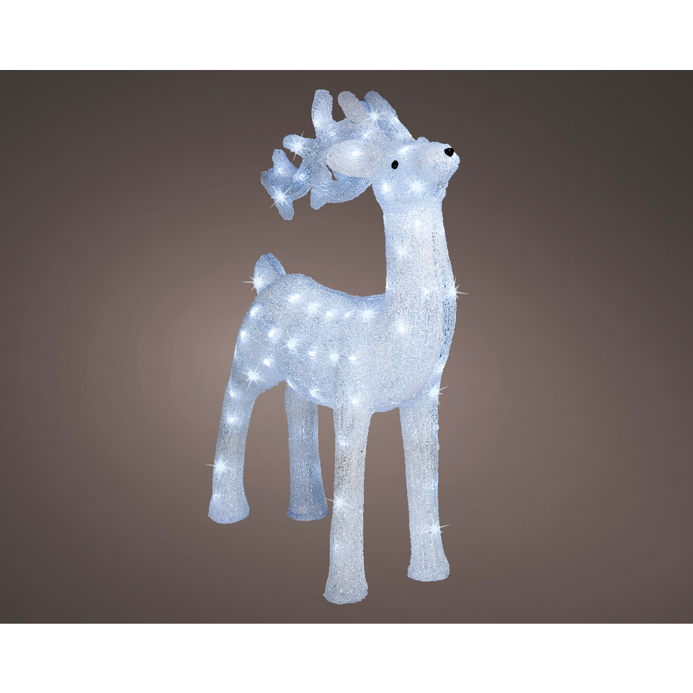 Cerf lumineux 100 led extérieur blanc/blanc hivernal 23X52 h73cm