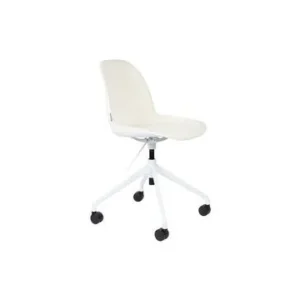 Chaise de bureau avec roues en tissu blanc Albert Kuip Zuiver - 84cm compatible avec la plupart des bureaux