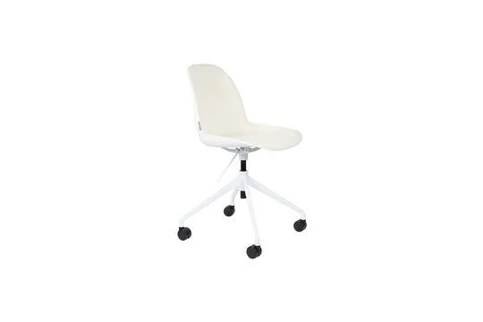 Chaise de bureau avec roues en tissu blanc Albert Kuip Zuiver - 84cm compatible avec la plupart des bureaux