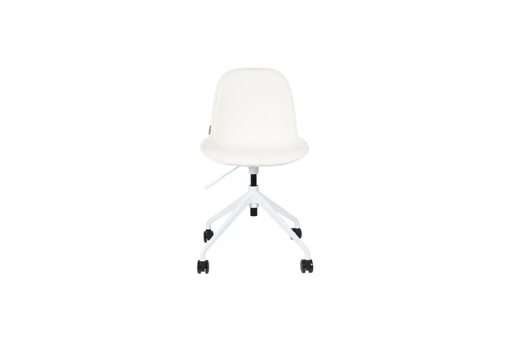 Chaise de bureau avec roues en tissu blanc Albert Kuip Zuiver - 84cm compatible avec la plupart des bureaux