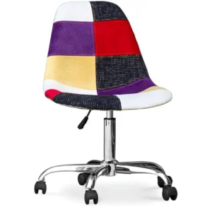 Chaise de Bureau à roulettes - Chaise de Bureau - Tapissée en Patchwork - Tessa Multicolore pour une organisation optimale