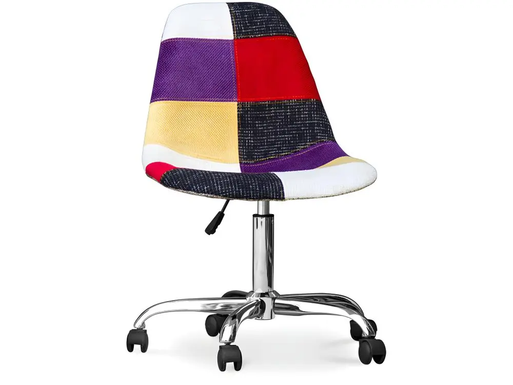 Chaise de Bureau à roulettes - Chaise de Bureau - Tapissée en Patchwork - Tessa Multicolore pour une organisation optimale