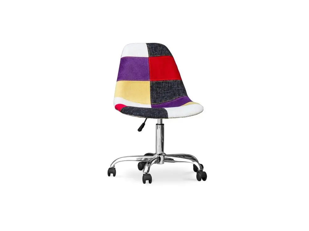 Chaise de Bureau à roulettes - Chaise de Bureau - Tapissée en Patchwork - Tessa Multicolore pour une organisation optimale