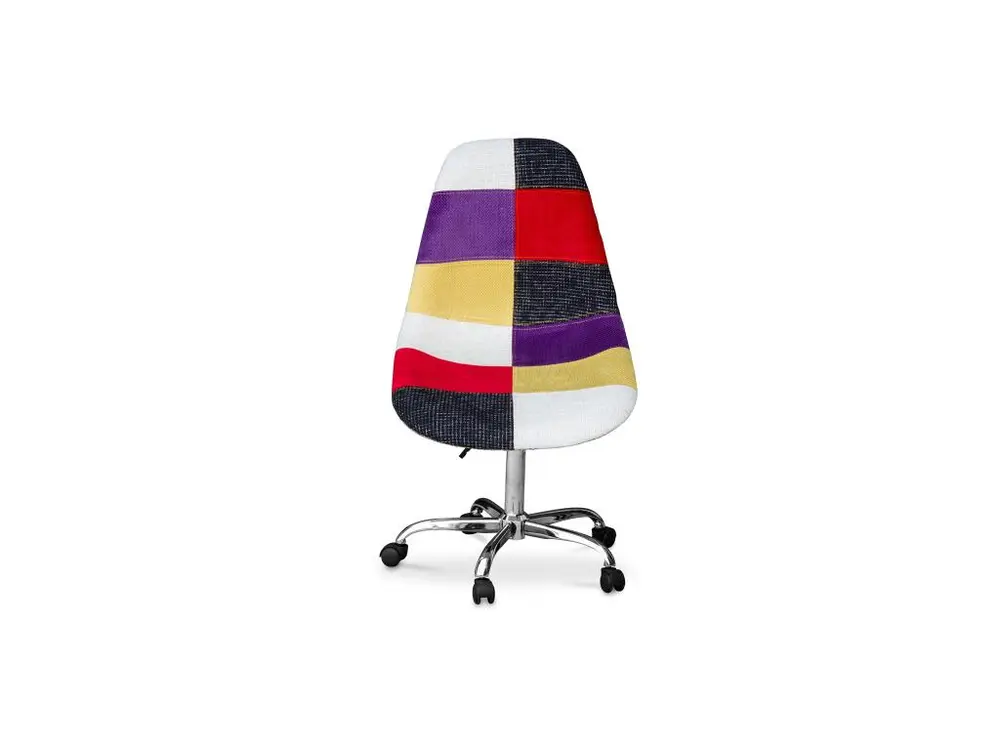 Chaise de Bureau à roulettes - Chaise de Bureau - Tapissée en Patchwork - Tessa Multicolore pour une organisation optimale