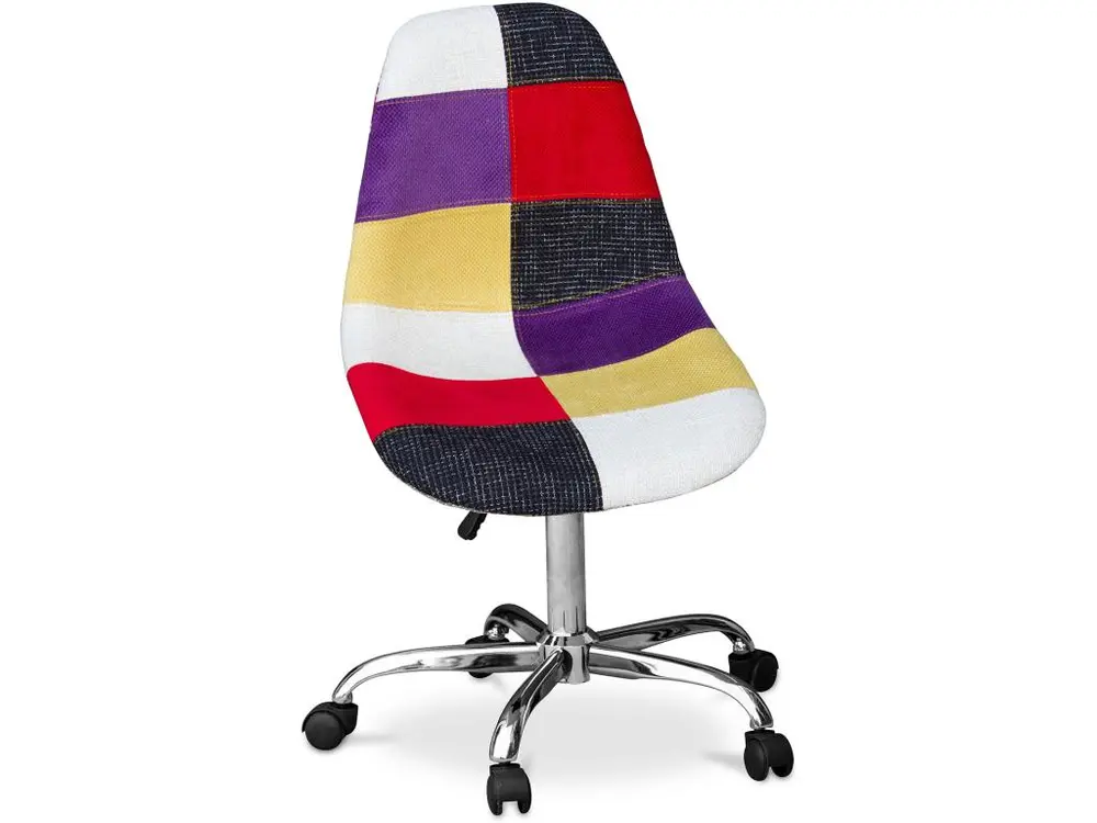 Chaise de Bureau à roulettes - Chaise de Bureau - Tapissée en Patchwork - Tessa Multicolore pour une organisation optimale