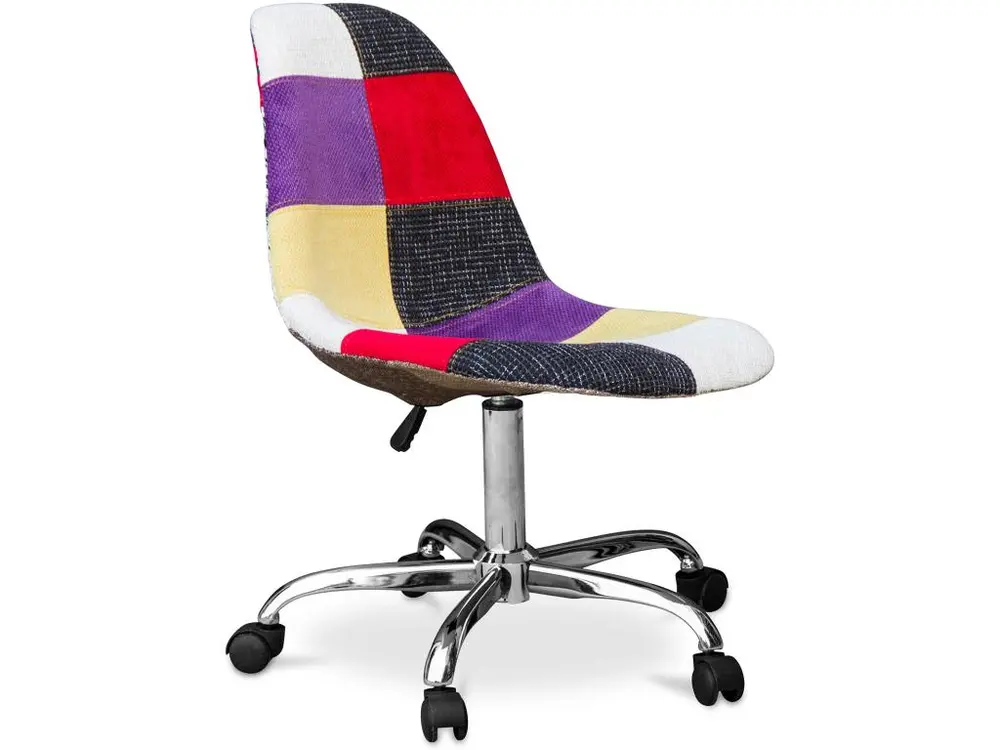 Chaise de Bureau à roulettes - Chaise de Bureau - Tapissée en Patchwork - Tessa Multicolore pour une organisation optimale