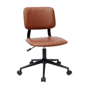 Chaise de bureau à roulettes classique marron et métal noir LAB