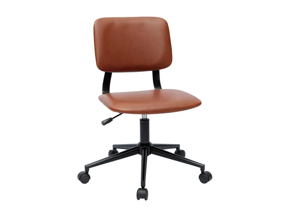 Chaise de bureau à roulettes classique marron et métal noir LAB