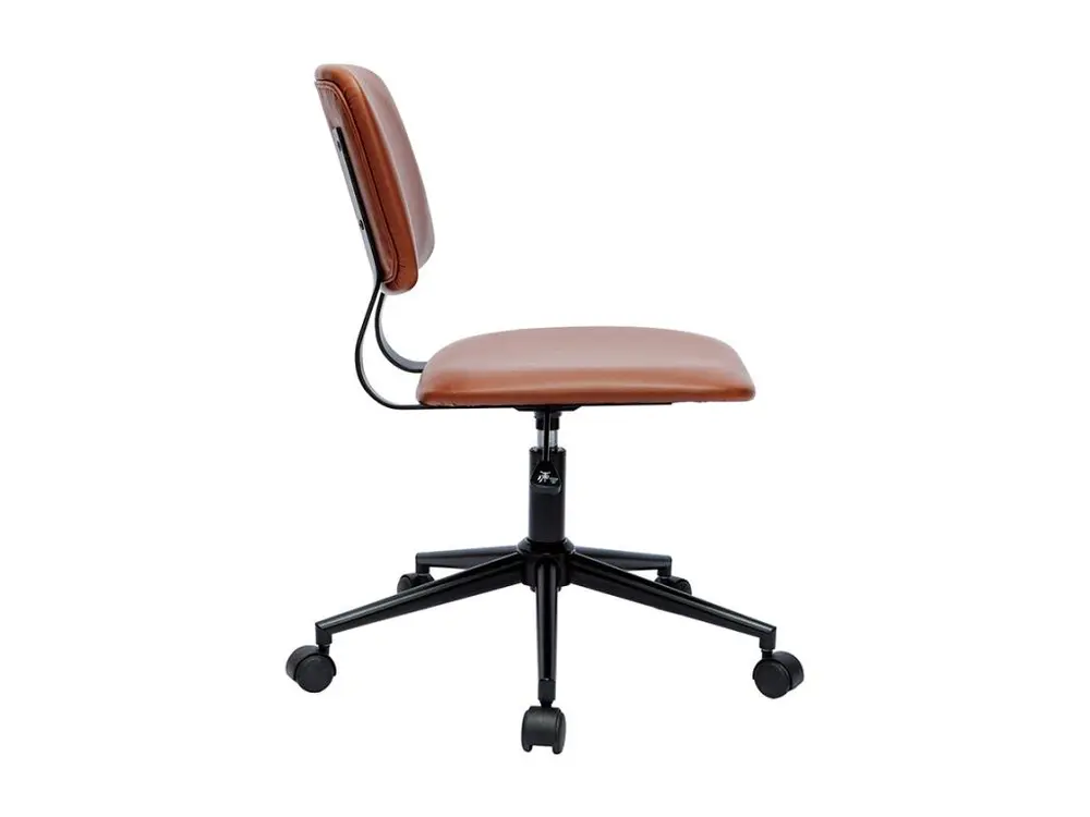 Chaise de bureau à roulettes classique marron et métal noir LAB