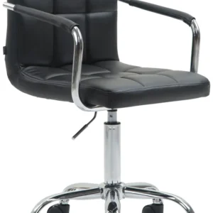 Chaise de bureau sur roulettes hauteur réglable en VINYLE noir et métal chromé 10_0002541