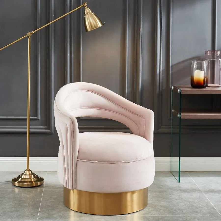 Chaise D'Appoint Sloane En Rose Blush/Or avec système de clipsage