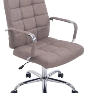 Chaise fauteuil de bureau à roulettes en tissu taupe hauteur réglable BUR10108 avec 4 patins en caoutchouc