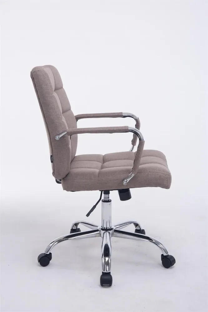 Chaise fauteuil de bureau à roulettes en tissu taupe hauteur réglable BUR10108 avec 4 patins en caoutchouc