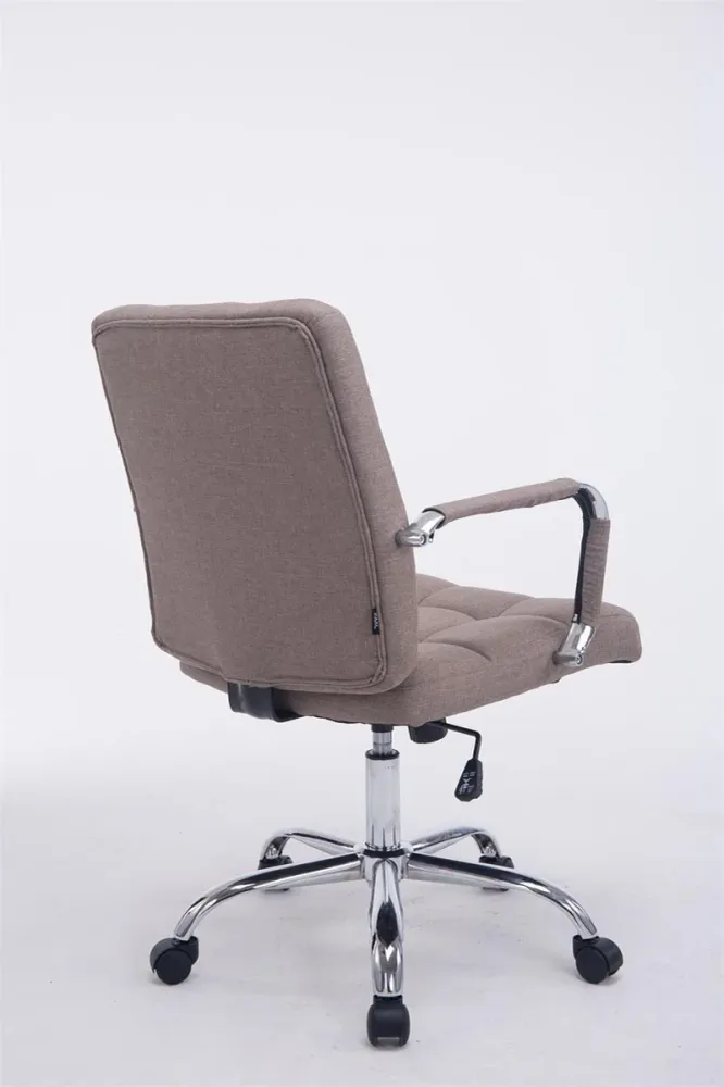 Chaise fauteuil de bureau à roulettes en tissu taupe hauteur réglable BUR10108 avec 4 patins en caoutchouc