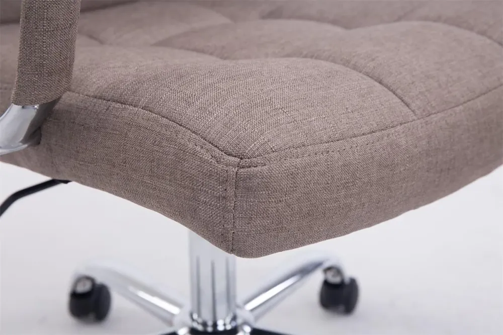 Chaise fauteuil de bureau à roulettes en tissu taupe hauteur réglable BUR10108 avec 4 patins en caoutchouc