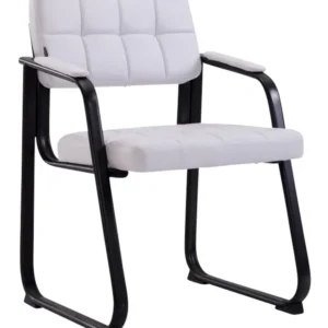 Chaise visiteur fauteuil de bureau sans roulette synthétique blanc BUR10231 avec système de clipsage