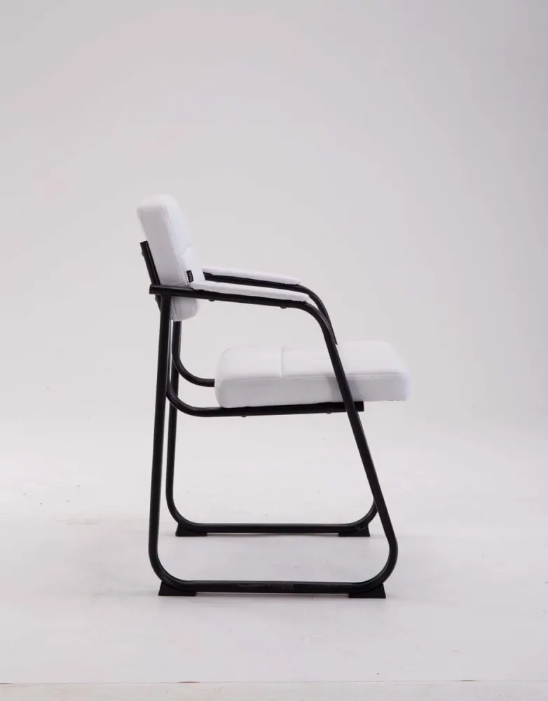 Chaise visiteur fauteuil de bureau sans roulette synthétique blanc BUR10231 avec système de clipsage