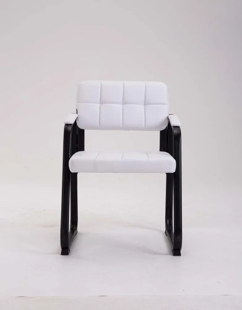 Chaise visiteur fauteuil de bureau sans roulette synthétique blanc BUR10231 avec système de clipsage