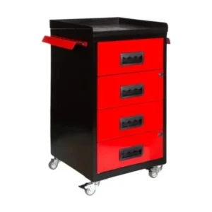 Compact servante sur roulettes 4 tiroirs métal noir et rouge Folia en tissu respirant