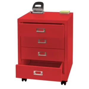 Conteneur roulant MCW-L49, rouge avec 4 patins en caoutchouc