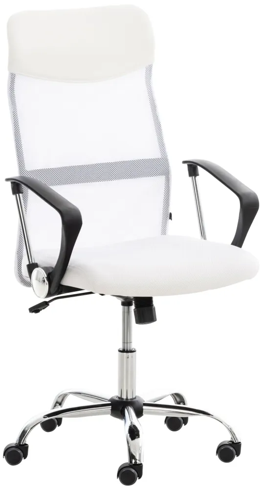 Coussin ergonomique pour Fauteuil de bureau sur roulettes mécanisme de bascule revêtue d'une maille blanche 10_0002713
