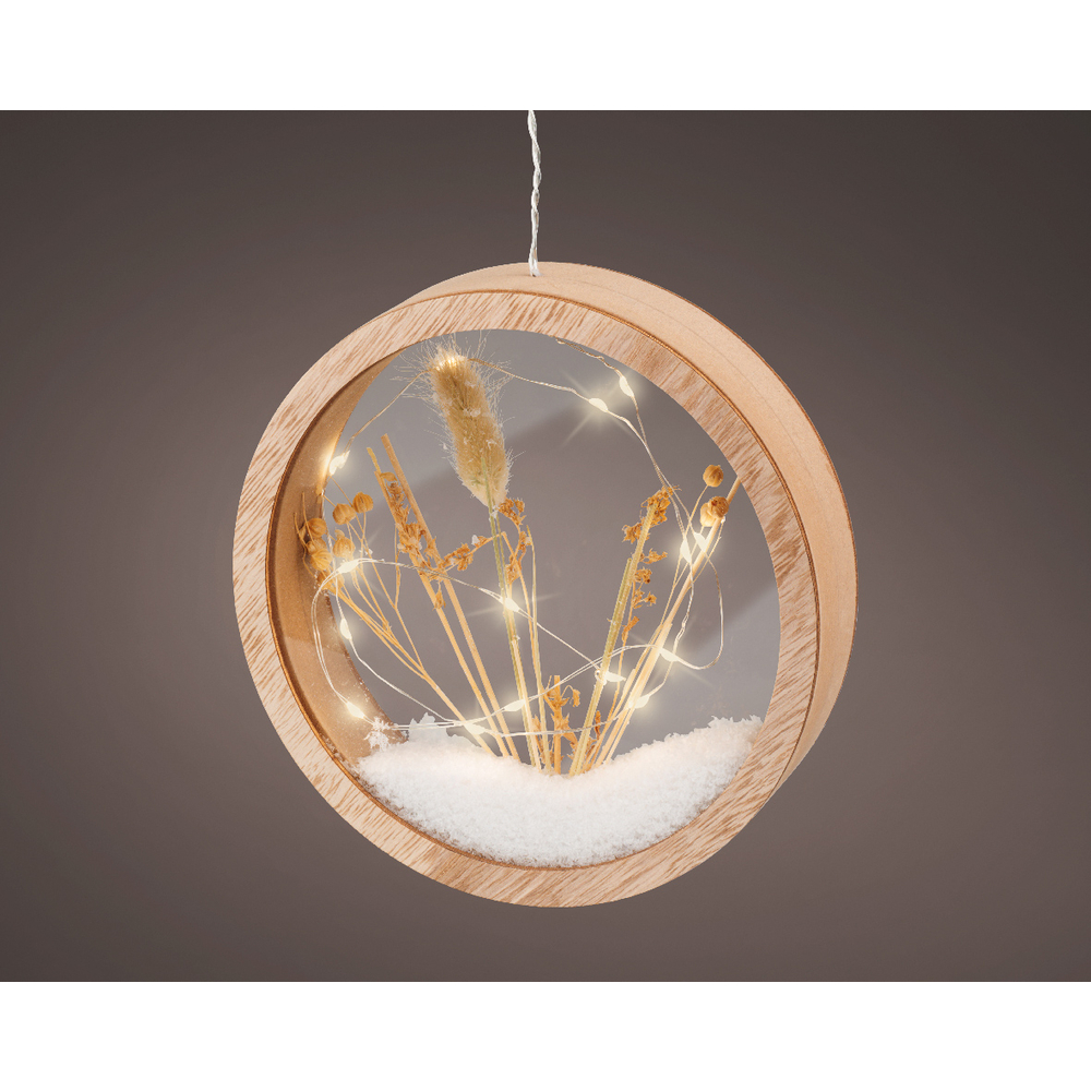 Décoration de Noël d'intérieur Rond Déco LED blanches sur pile 18cm avec compartiments intégrés