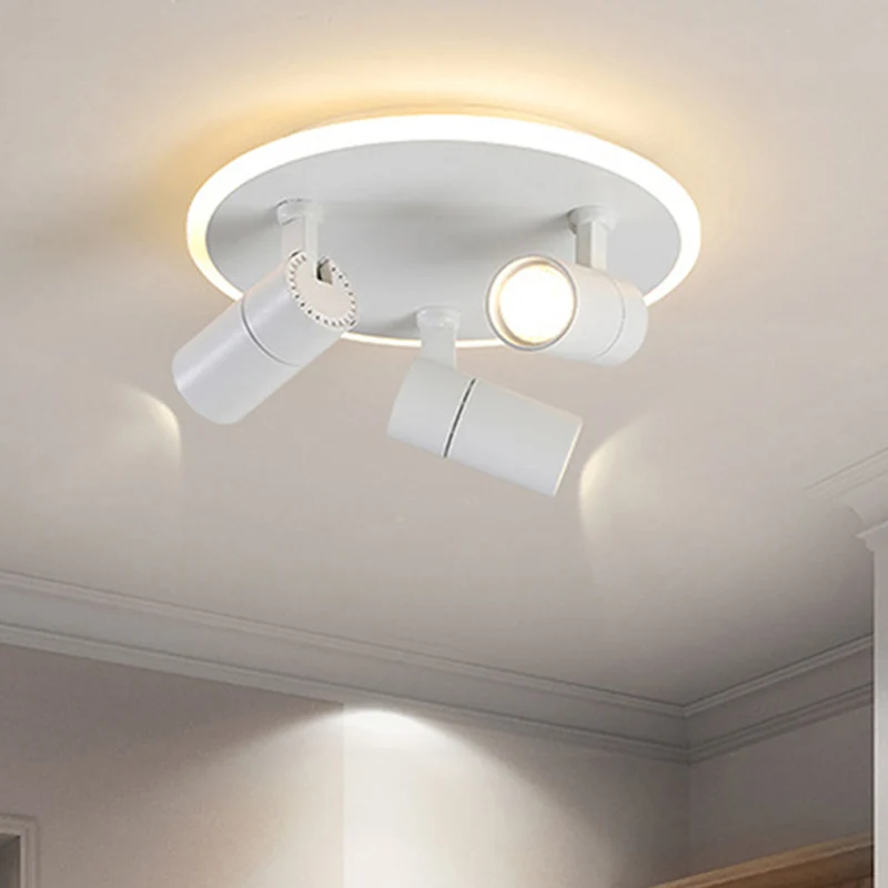 Drehbare runde Einbauleuchte aus Metall für Flur, Büro, 4 Köpfe, warme/weiße Beleuchtung, Spotlicht Weiß pour poste de tra...