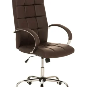 Fauteuil de bureau à roulettes en cuir artificiel marron BUR10011 | Facile à installer |