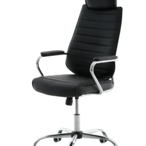 Fauteuil de bureau à roulettes en synthétique noir hauteur réglable BUR10001 - Conforme aux Normes de Sécurité