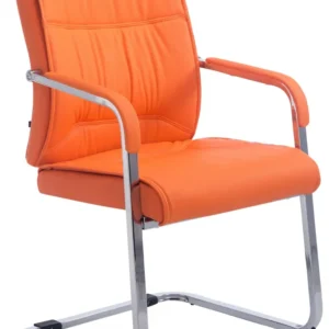 Fauteuil de bureau sans roulettes chaise visiteur sans roulettes jusqu'à 260kg en VINYLE orange 10_0006963