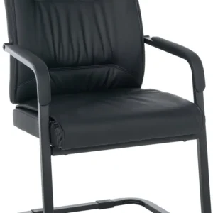 Fauteuil de bureau sans roulettes chaise visiteur sans roulettes jusqu'à 260kg en VINYLE noir métal noir 10_0006948