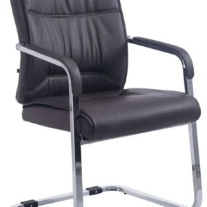 Fauteuil de bureau sans roulettes chaise visiteur sans roulettes jusqu'à 260kg en VINYLE marron 10_0002774