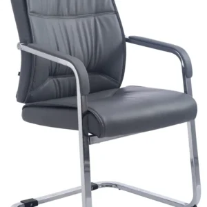 Fauteuil de bureau sans roulettes chaise visiteur sans roulettes jusqu'à 260kg en VINYLE gris 10_0002773