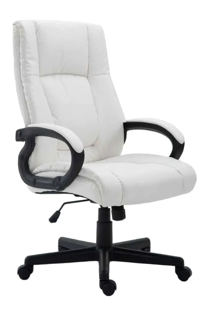 Fauteuil de bureau XL sur roulettes avec accoudoirs mécanisme d'inclinaison plastique VINYLE blanc 10_0002717