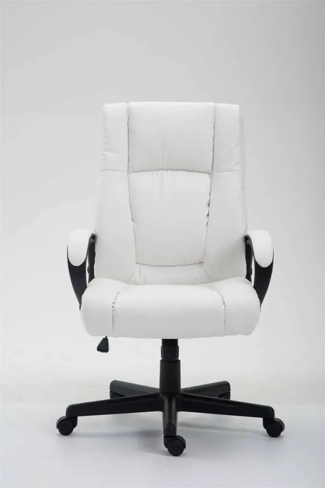 Fauteuil de bureau XL sur roulettes avec accoudoirs mécanisme d'inclinaison plastique VINYLE blanc 10_0002717