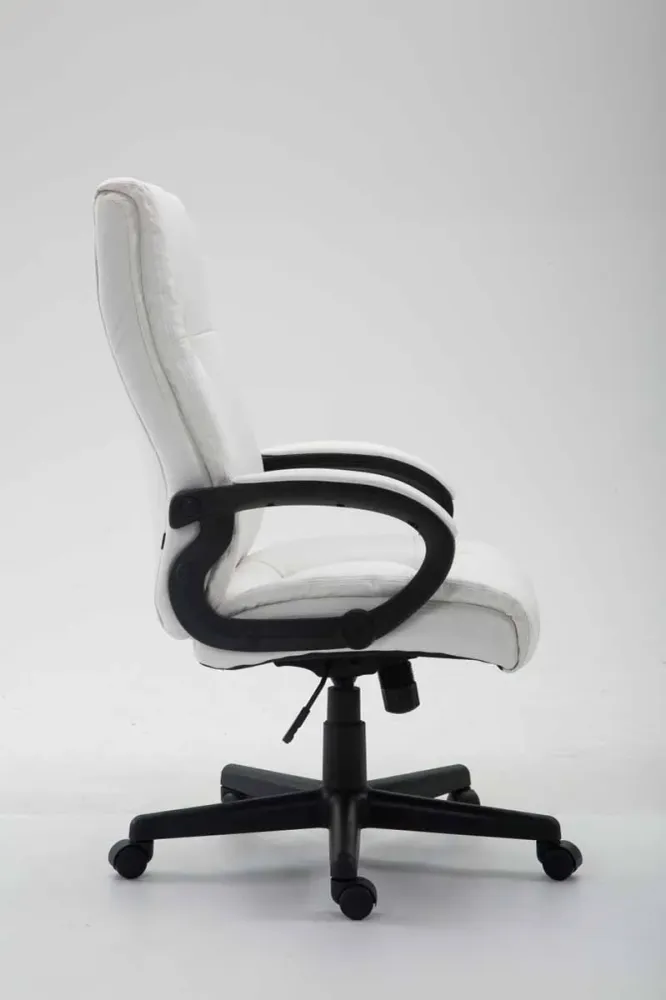 Fauteuil de bureau XL sur roulettes avec accoudoirs mécanisme d'inclinaison plastique VINYLE blanc 10_0002717