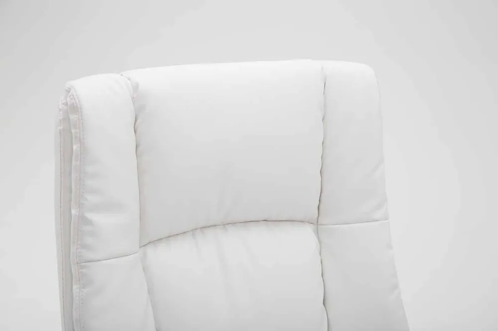 Fauteuil de bureau XL sur roulettes avec accoudoirs mécanisme d'inclinaison plastique VINYLE blanc 10_0002717