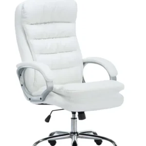 Fauteuil de bureau sur roulettes avec mécanisme de bascule jusqu'à 235 kg en VINYLE blanc et métal chromé 10_0002398