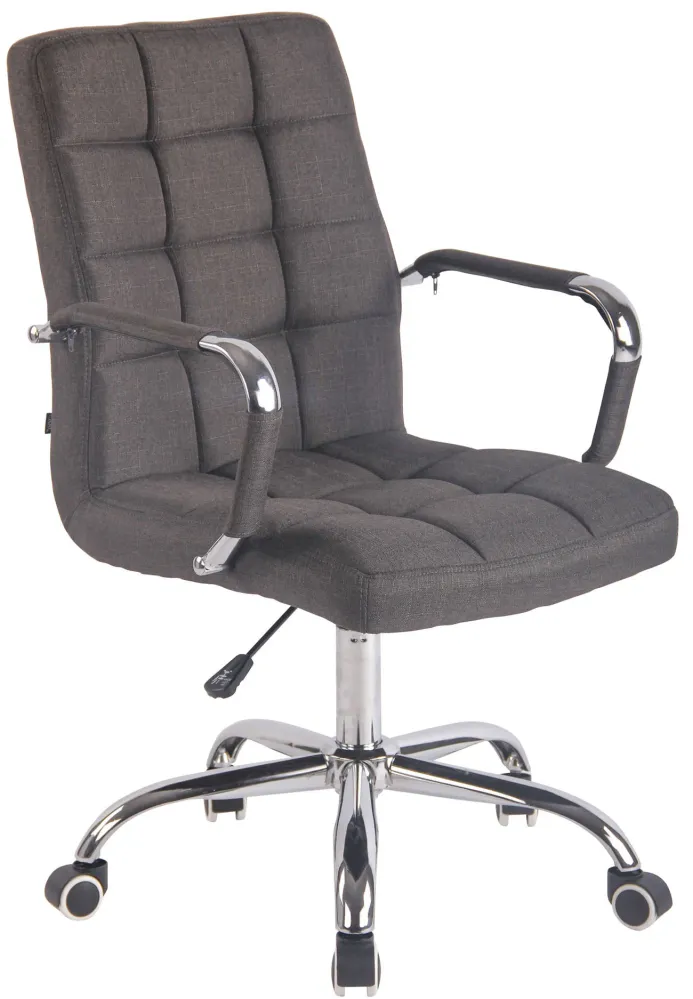 Fauteuil de bureau sur roulettes hauteur réglable pivotant accoudoirs en tissu gris noir 10_0002470 compatible avec la plu...