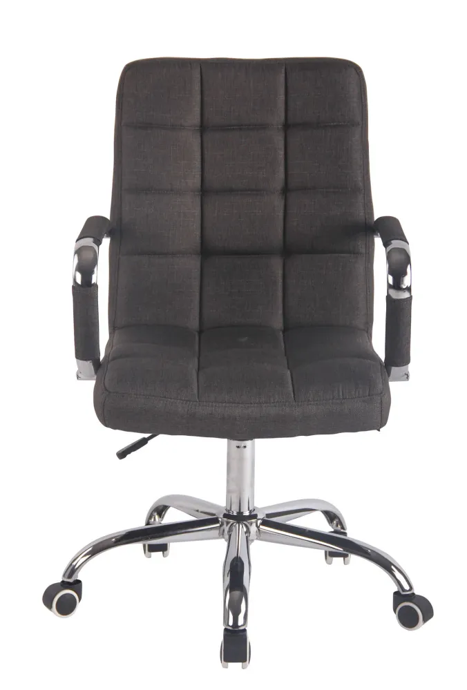 Fauteuil de bureau sur roulettes hauteur réglable pivotant accoudoirs en tissu gris noir 10_0002470 compatible avec la plu...