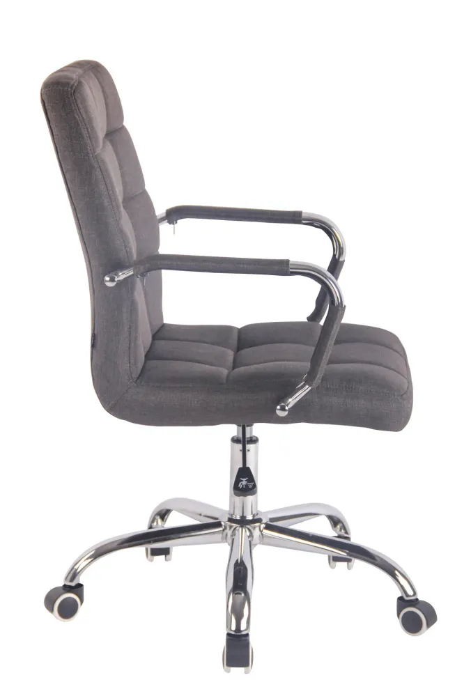 Fauteuil de bureau sur roulettes hauteur réglable pivotant accoudoirs en tissu gris noir 10_0002470 compatible avec la plu...
